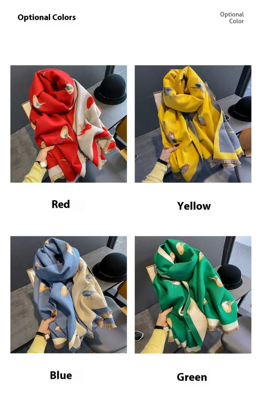 Pashmina Cálida con Diseño de Aves - Bufanda Versátil de Cachemira - Image 8
