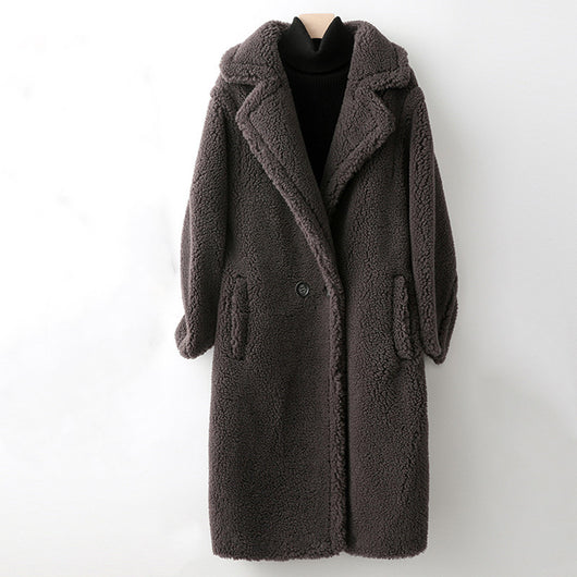 Abrigo Largo de Lana de Oveja con Pelaje Teddy para Mujer - Image 10