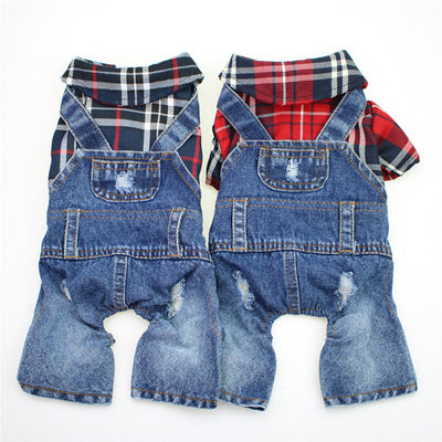 Mono de Cuadros Denim para Perros Grandes de Cuatro Patas - Image 4