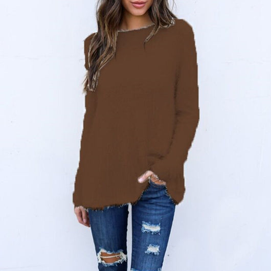Blusa Suelta de Manga Larga en Color Sólido para Mujer - Image 8