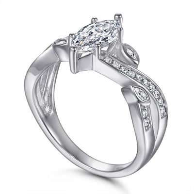 Anillo de Plata S925 con Circón Marquesa Incrustado - Image 8