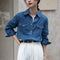 Camisa Denim Retro Azul - Prenda Versátil de Manga Larga