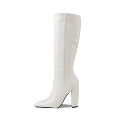 Botas Altas de Tacón Grueso Punta Afilada para Otoño e Invierno - Image 29