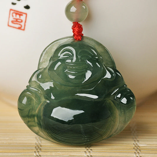 Colgante Buda de Jade Maitreya - Prosperidad y Paz Interior