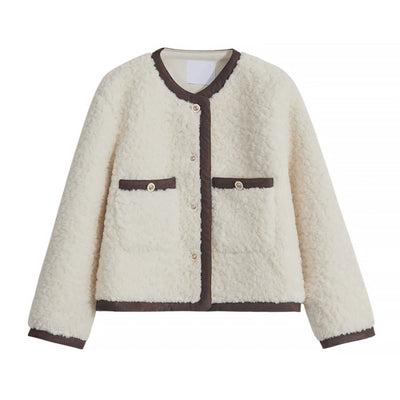 Abrigo de Lana Cordero Suelto para Mujer - Otoño e Invierno - Image 7