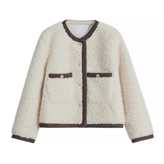 Abrigo de Lana Cordero Suelto para Mujer - Otoño e Invierno - Image 7