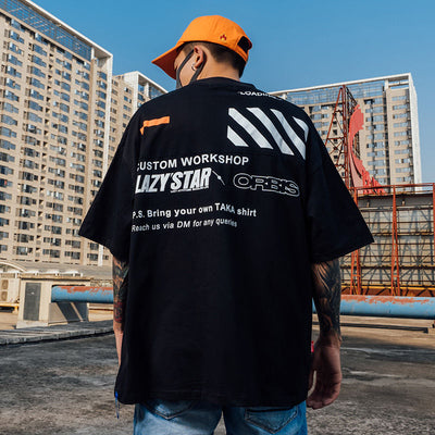 Playera Hip-hop Suelta de Cinco Puntos para Parejas - Manga Corta Ins - Image 4