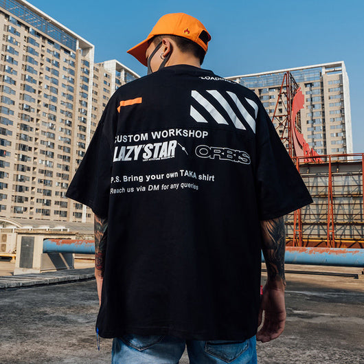 Playera Hip-hop Suelta de Cinco Puntos para Parejas - Manga Corta Ins - Image 4
