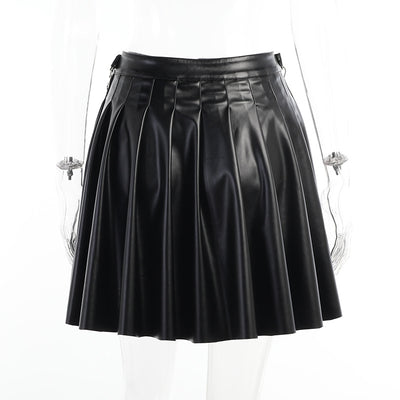 Falda de Cuero PU Plisada con Cadenas Punk - Image 20