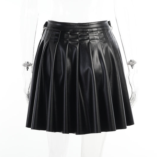 Falda de Cuero PU Plisada con Cadenas Punk - Image 20