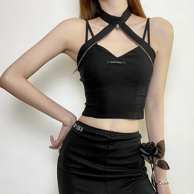 Blusa Elegante de Cuello Halter con Detalles Calados y Costuras Bicolor - Image 23