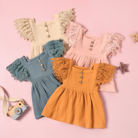 Vestido Infantil Sin Mangas de Color Liso para Primavera - Image 8