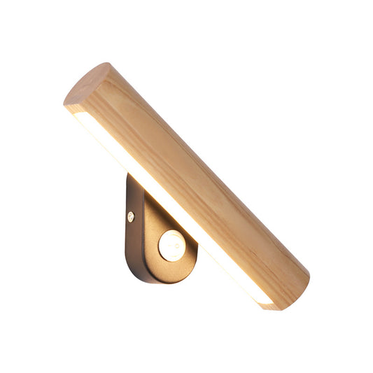Lámpara de Mesita Nórdica LED Giratoria de Madera Maciza para Dormitorio y Sala de Estar