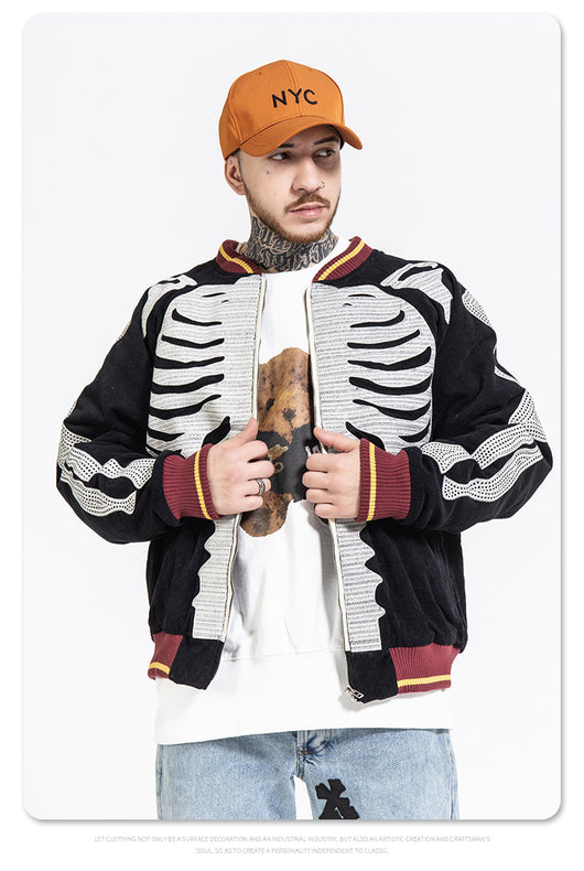 Chaqueta Retro Japonesa de Ante con Bordado de Terciopelo para Hombre - Corte Holgado - Image 5