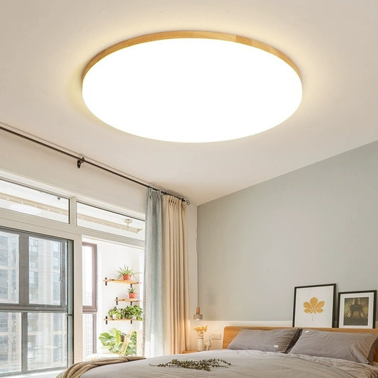 Lámpara de Techo LED Redonda Minimalista Nórdica en Madera Maciza