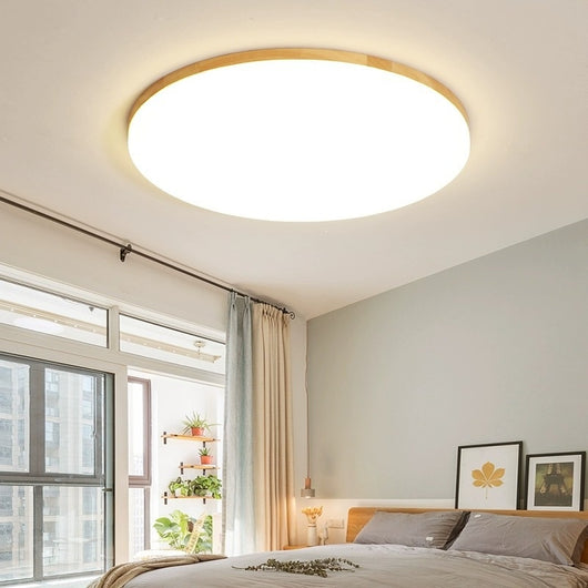 Lámpara de Techo LED Redonda Minimalista Nórdica en Madera Maciza