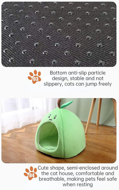 Cama Nido para Gatos Forma Durazno Manzana - Sofá Acogedor Removible para Mascotas - Image 14