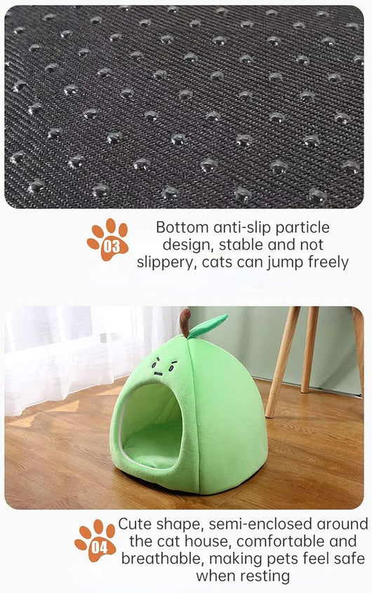 Cama Nido para Gatos Forma Durazno Manzana - Sofá Acogedor Removible para Mascotas - Image 14