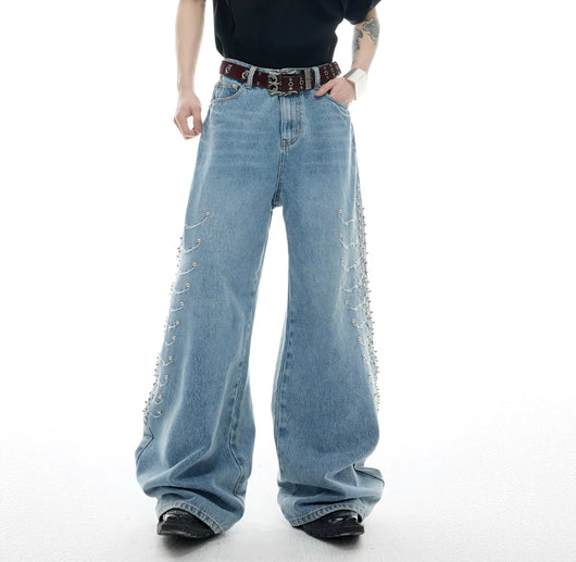 Jeans Retro Vintage con Remaches Metálicos y Detalles Backbone - Image 6