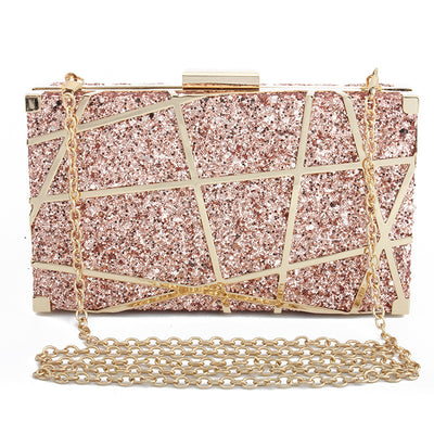 Bolso Cuadrado Pequeño con Cadena Hueca y Brillo para Mujer - Image 10