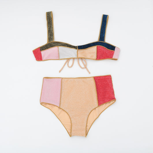 Bikini Cintura Alta de Seda Dorada para Mujer - Image 11