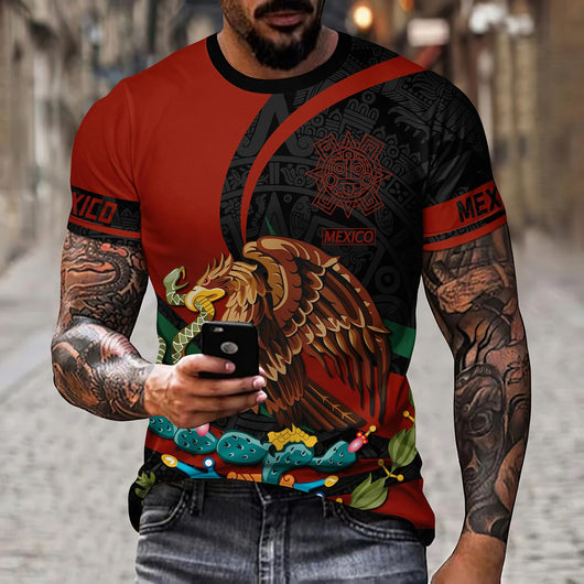 Playera Holgada Águila y Serpiente Cuello Redondo para Hombre - Image 3