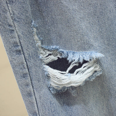 Pantalones Vaqueros Rotos Cintura Alta Suelta para Mujer - Image 10