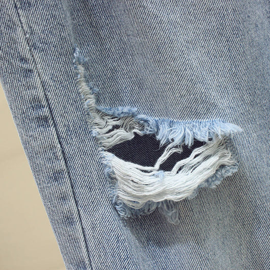 Pantalones Vaqueros Rotos Cintura Alta Suelta para Mujer - Image 10