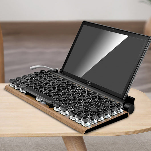 Teclado Mecánico Bluetooth Retro Punk con Diseño de Máquina de Escribir