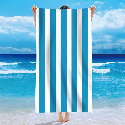 Toalla de Playa Microfibra Terciopelo Personalizada con Patrón de Rayas - Image 12