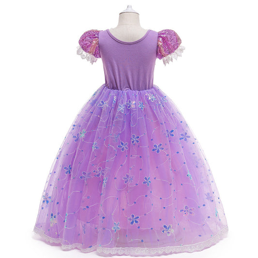 Vestido de Princesa Rapunzel con Mangas Abullonadas en Púrpura - Image 2