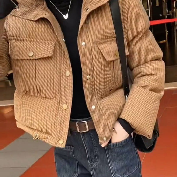Chaqueta Acolchada Corta Casual para Invierno - Algodón Suave y Cómoda