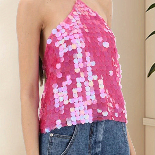Top Halter Dorado con Lentejuelas para Mujer - Image 7