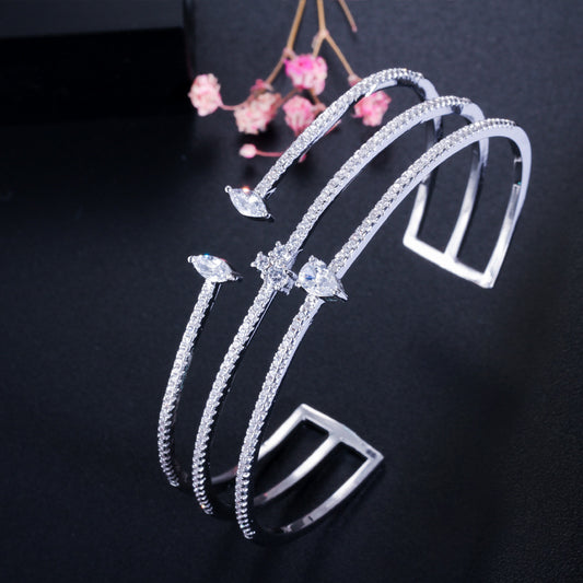 Pulsera de Circonia Cúbica con Tres Filas de Micro Incrustaciones - Image 2