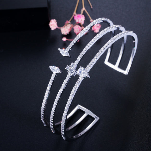 Pulsera de Circonia Cúbica con Tres Filas de Micro Incrustaciones
