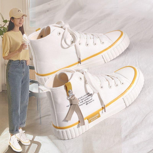 Zapatillas Canvas Altas de Mujer - Diseño Clásico de Color Sólido