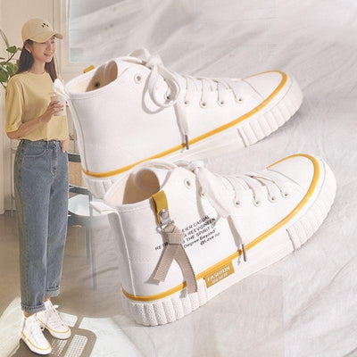 Zapatillas Canvas Altas de Mujer - Diseño Clásico de Color Sólido