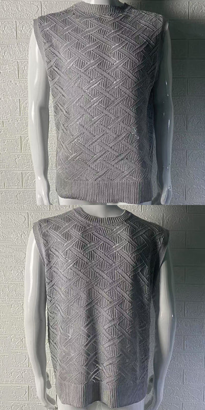 Chaleco Tejido Cuello Redondo para Hombre con Calado Primavera-Verano - Image 6