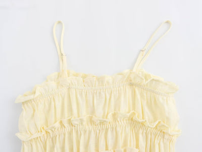 Blusa Ajustada Estilo Europeo Amarilla sin Mangas - Image 5