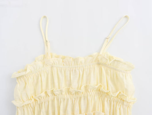 Blusa Ajustada Estilo Europeo Amarilla sin Mangas - Image 5
