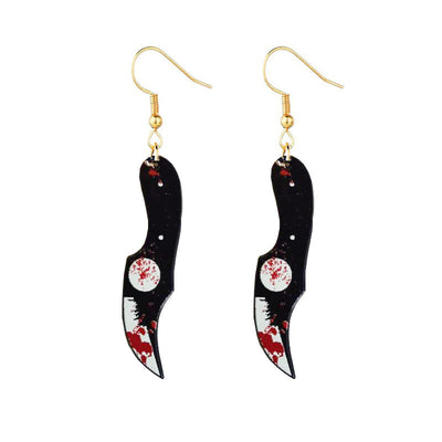 Aretes de Hacha Ensangrentada Halloween - Diseño Acrílic Retro