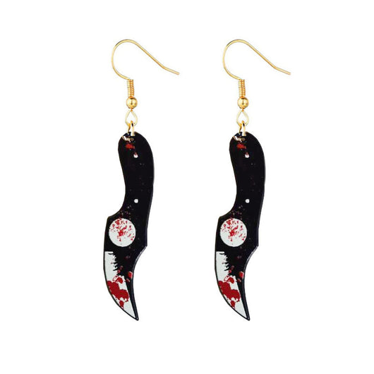 Aretes de Hacha Ensangrentada Halloween - Diseño Acrílic Retro