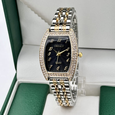 Reloj de Dama con Esfera de Barril Enchapado en Diamantes y Pulsera de Metal - Image 23