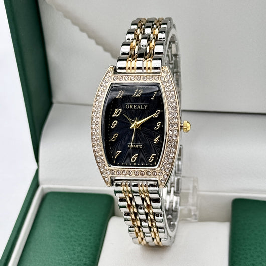 Reloj de Dama con Esfera de Barril Enchapado en Diamantes y Pulsera de Metal - Image 23