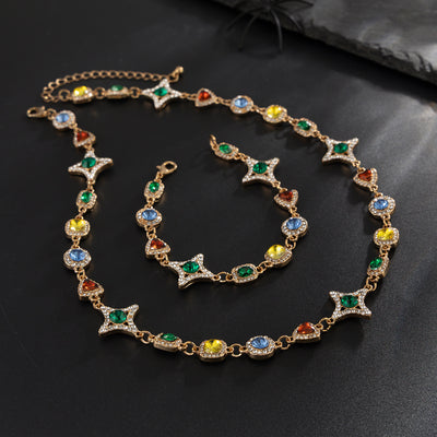 Collar Conjunto de Cruz y Estrella con Piedras de Gema Coloridas para Hombre - Image 15