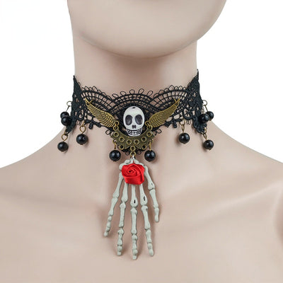 Collar Gótico Murciélago Rojo Halloween Encaje Choker Capas Pesadilla Antes de Navidad - Image 7