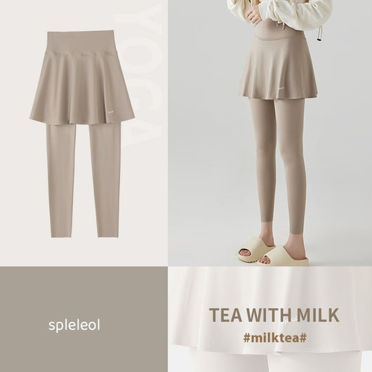 Falda Pantalón Yoga Cintura Alta Levanta Caderas Primavera Otoño Efecto Dos Piezas - Image 10