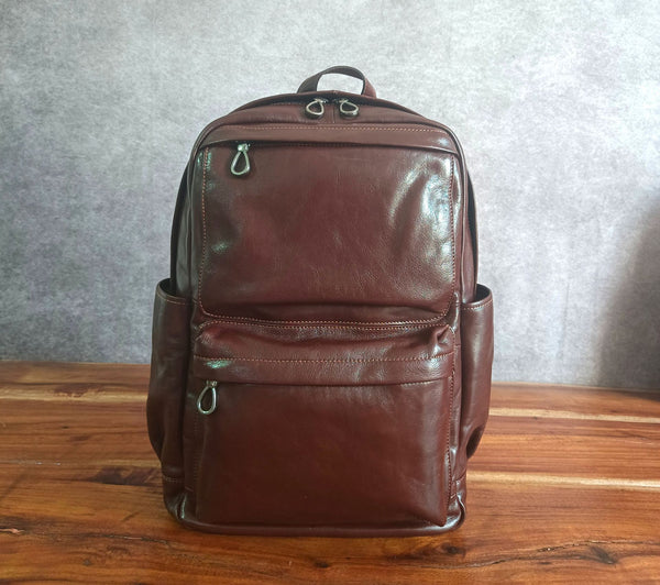 Mochila de Cuero para Negocios - Gran Capacidad, Cómoda y Versátil