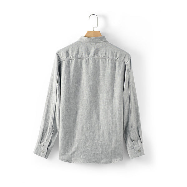 Camisa de Lino Suelta Manga Larga Solapa Casual