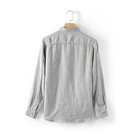 Camisa de Lino Suelta Manga Larga Solapa Casual